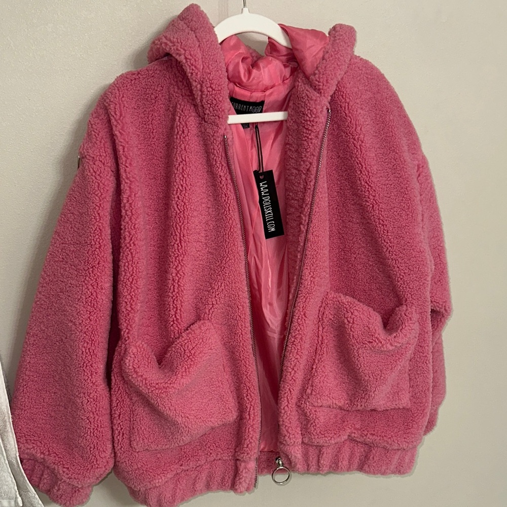 Oversized - Pink Teddy Fleece Jacket